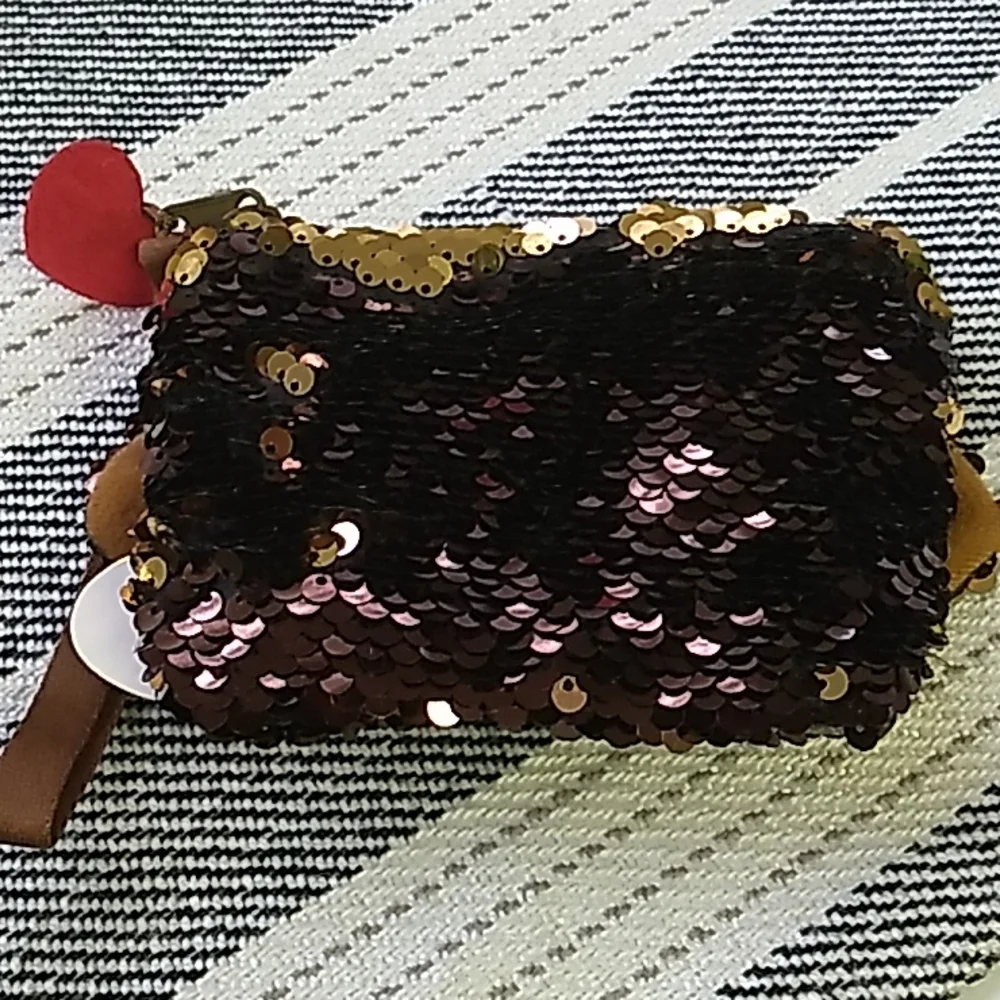 TY small wallet or change purse brown and gold dog with big eyes